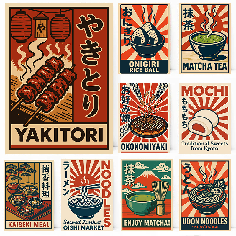 Japanese Lifestyle And Food - Vintage Style Japanese Food Poster Traditional
