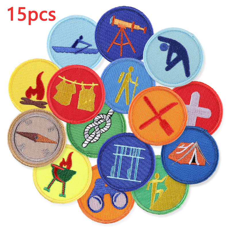 15pcs Lot Outdoor Badges Iron  - Furoshiki Wrap Cloth avaliação e preço