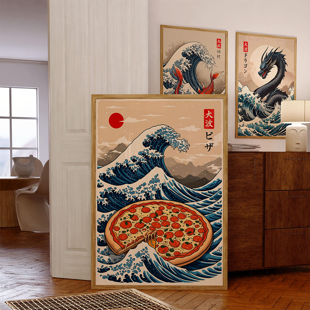 Japanese Pizza Wave Art Print  - Japanese Lifestyle And Food avaliação e preço
