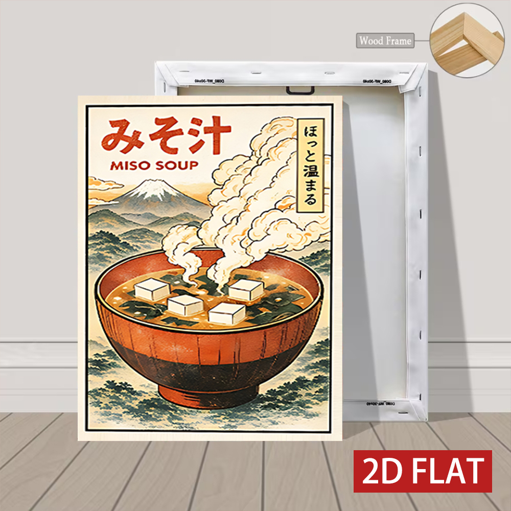 3 Counts Wooden Framed Canvas  - Japanese Lifestyle And Food avaliação e preço