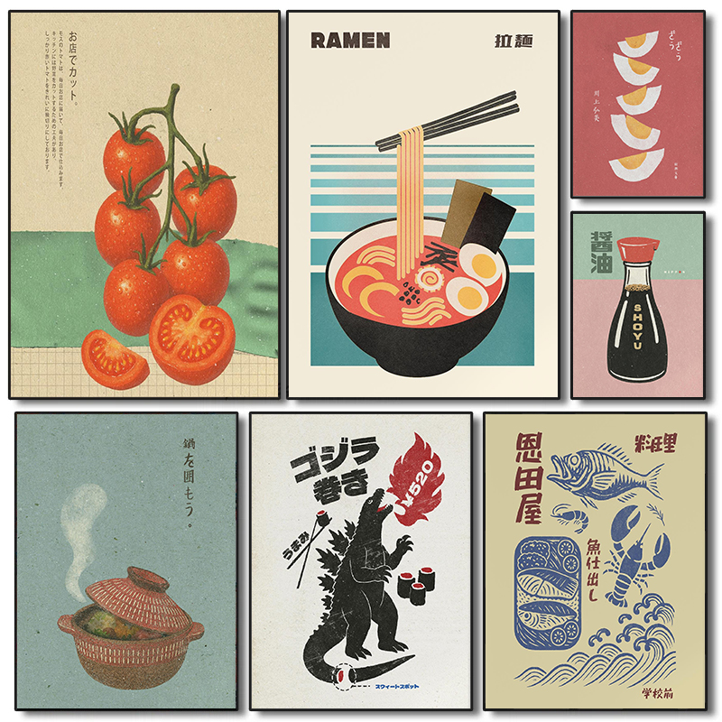 Japan Food Art Poster Retro Ja - Japanese Lifestyle And Food avaliação e preço