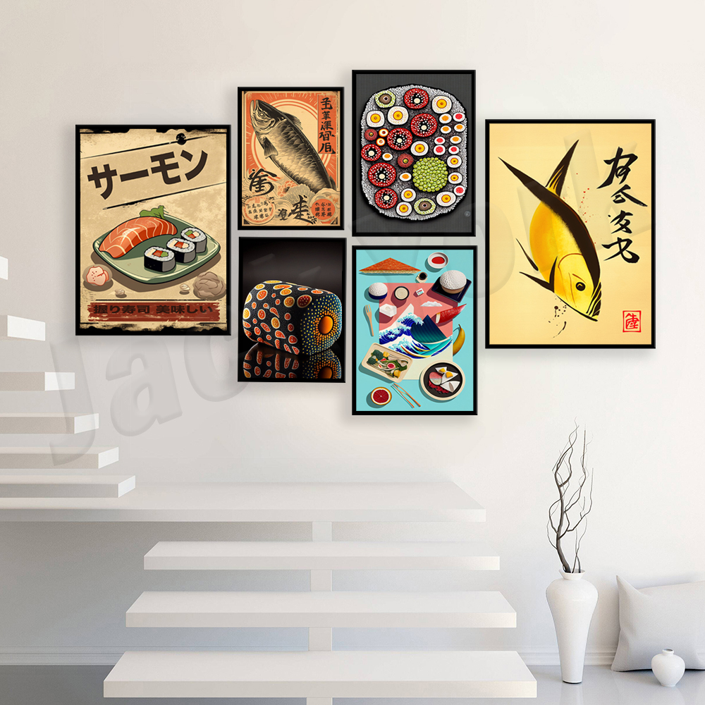 Vintage style Japanese sushi p - Japanese Lifestyle And Food avaliação e preço
