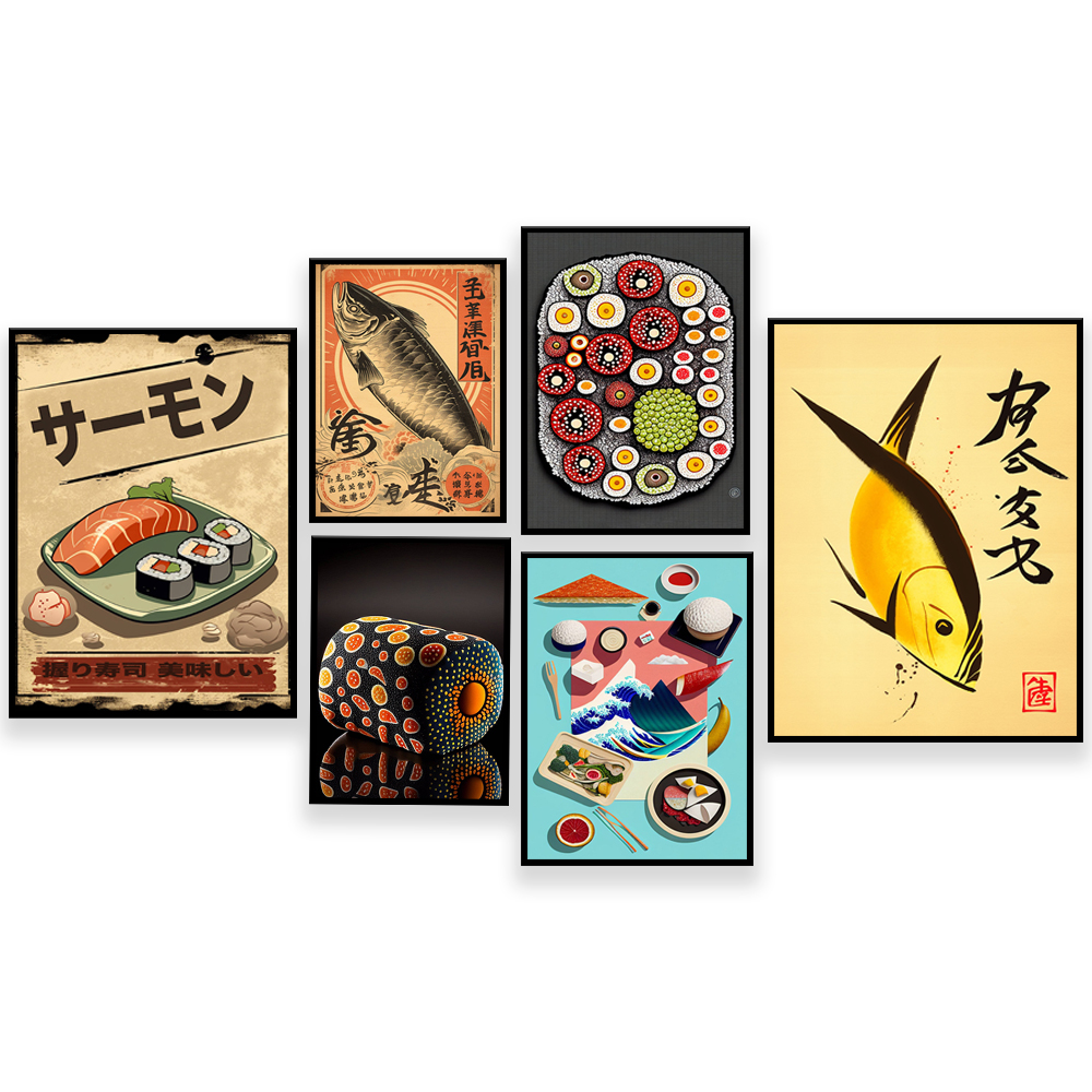 Vintage style Japanese sushi p - Japanese Lifestyle And Food avaliação e preço